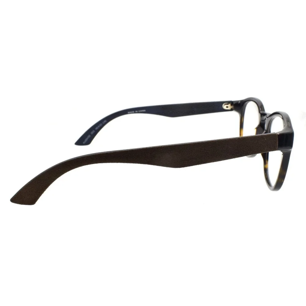 PUMA PU0043O 003 Eyeglasses Frames 49-22-140 Havana & Brown w/ Suede